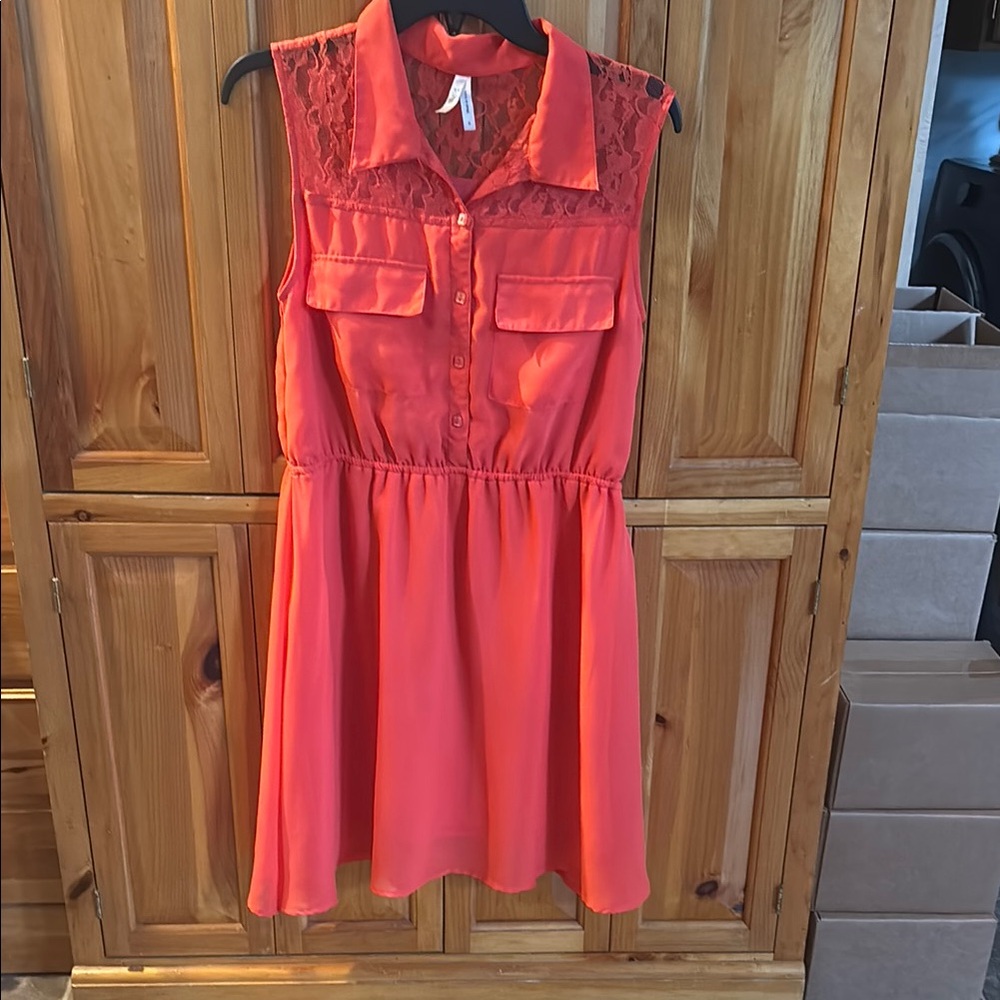 Sleeveless Tangerine Lace Dress